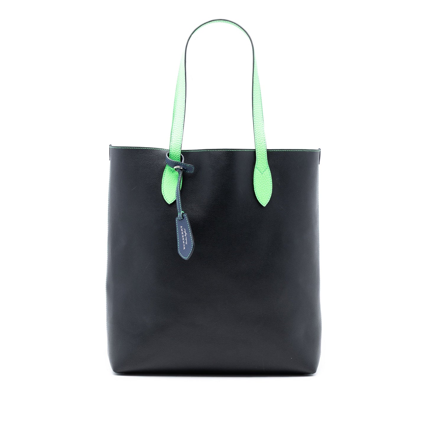 Burberry Grained Leather and Haymarket Check Coated Canvas Reversible North South Tote