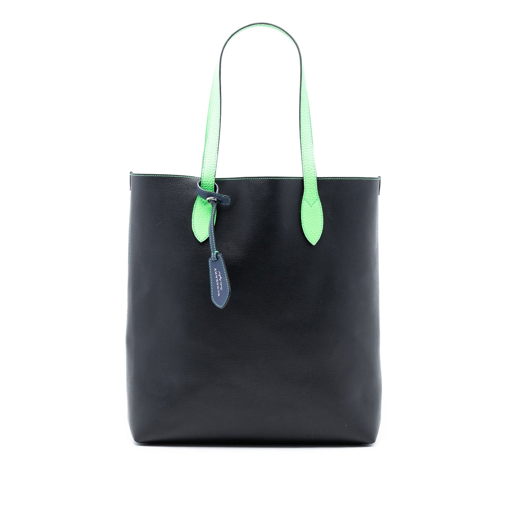 Burberry Grained Leather and Haymarket Check Coated Canvas Reversible North South Tote