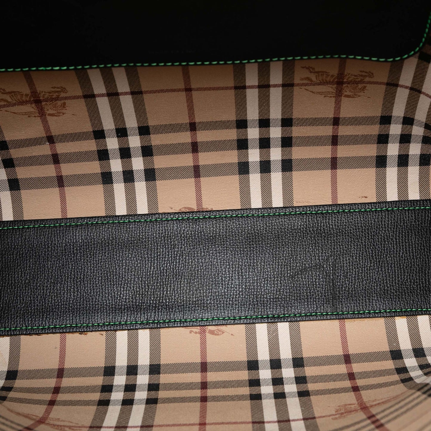 Burberry Grained Leather and Haymarket Check Coated Canvas Reversible North South Tote