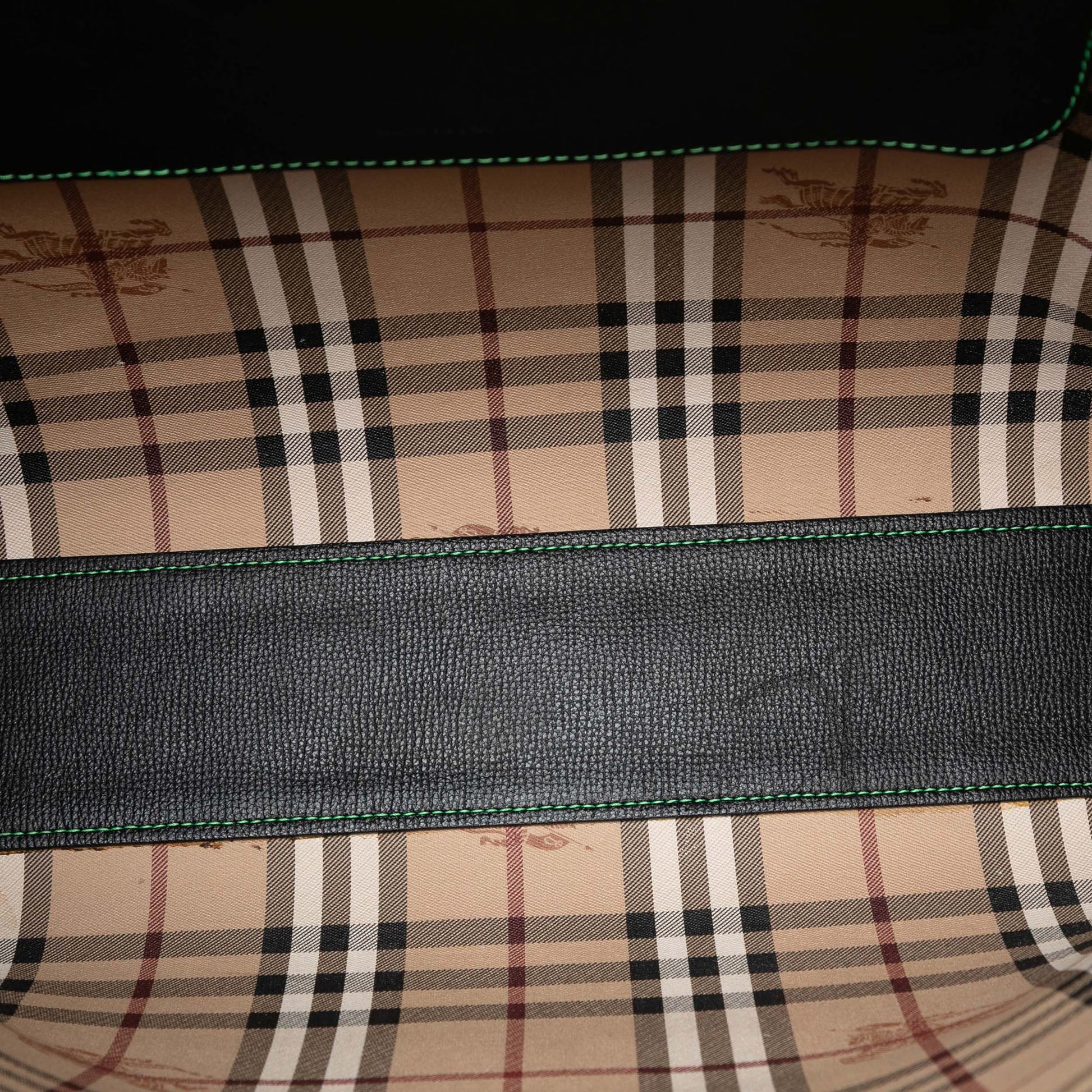 Burberry Grained Leather and Haymarket Check Coated Canvas Reversible North South Tote
