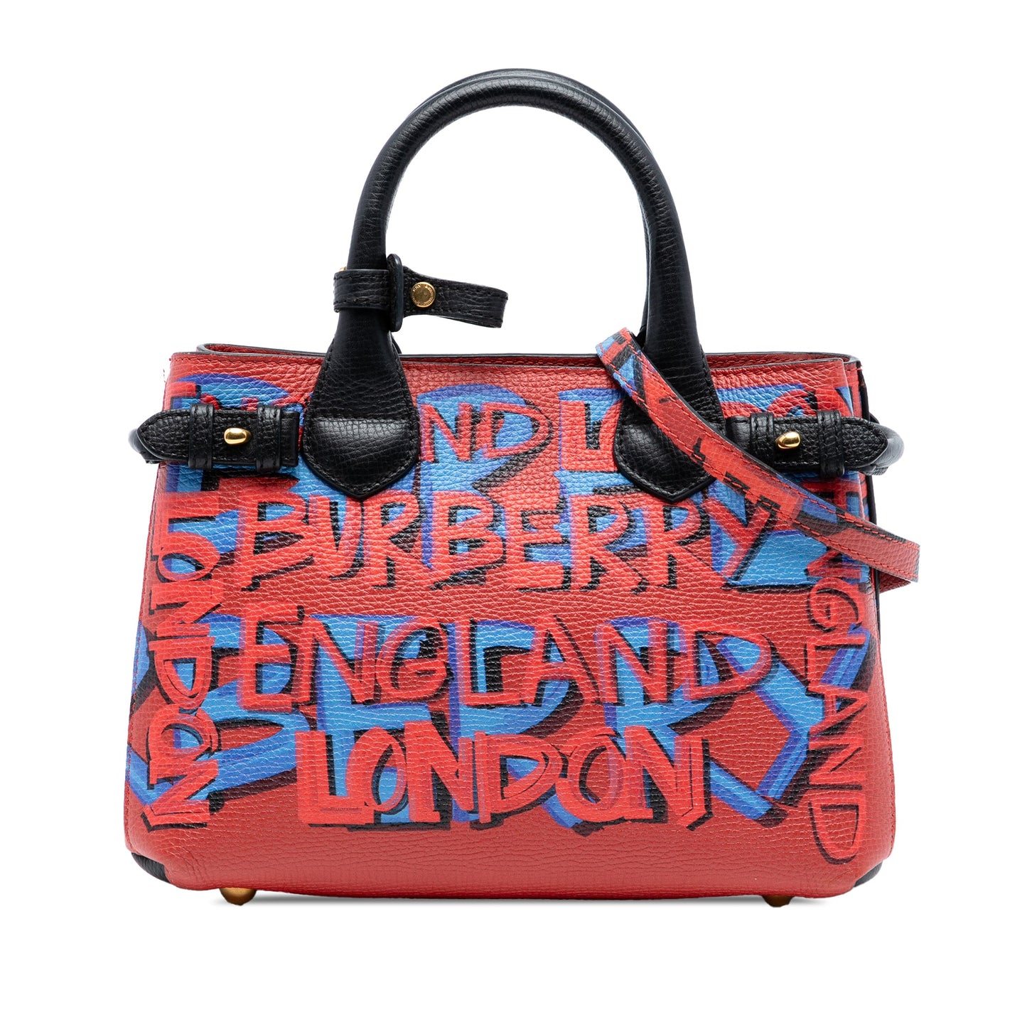 Burberry Small Graffiti Print Grainy Calfskin Banner Satchel