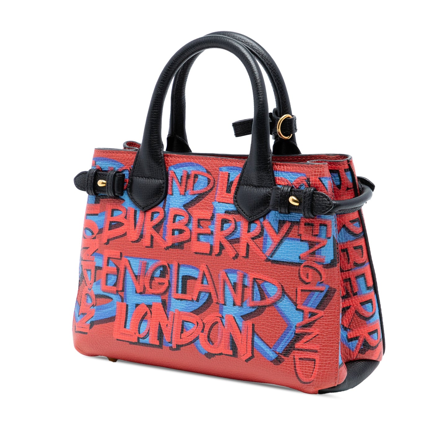 Burberry Small Graffiti Print Grainy Calfskin Banner Satchel