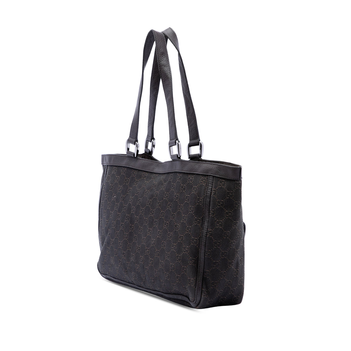 Gucci GG Denim Abbey D Ring Pocket Tote — Brown