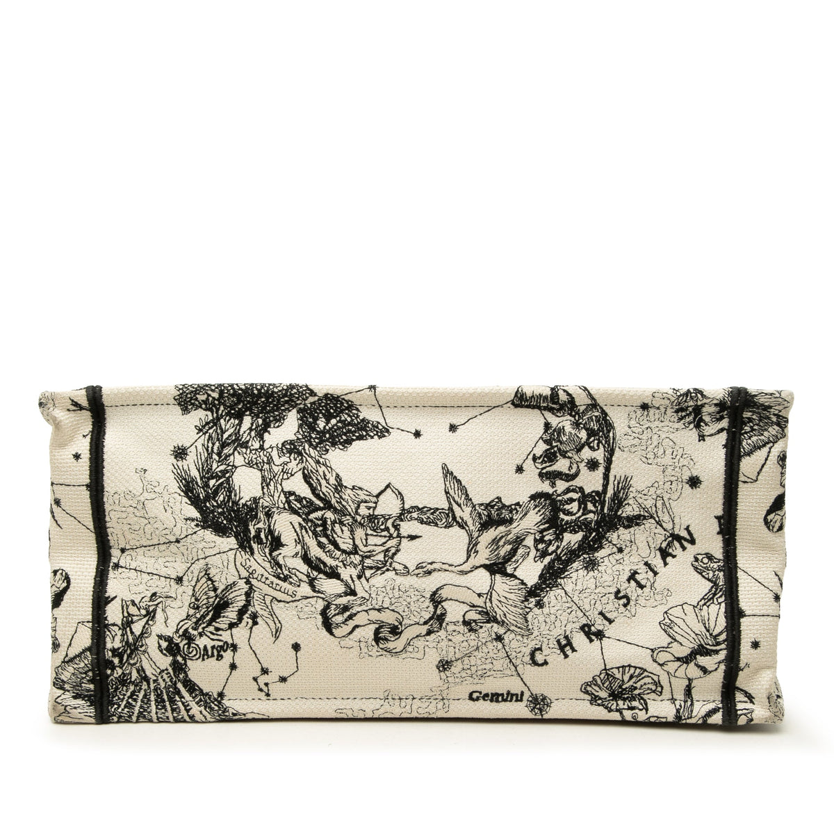 Dior Medium Canvas Embroidered Zodiac Toile De Jouy Book Tote — White