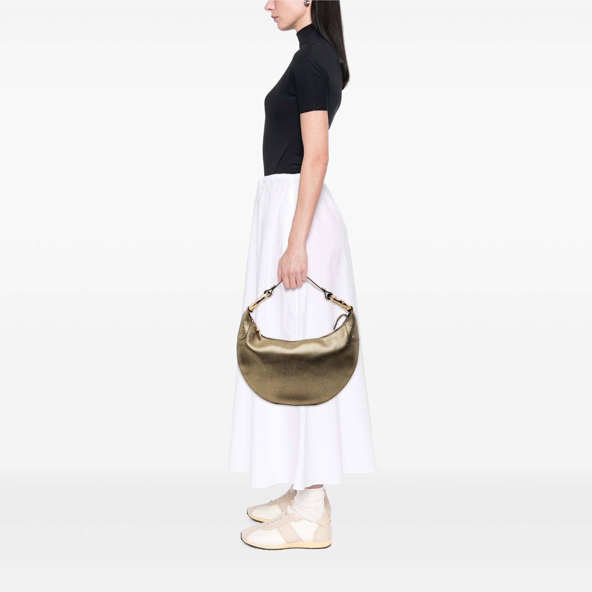 Gucci Medium Metallic Leather Bamboo Ring Hobo