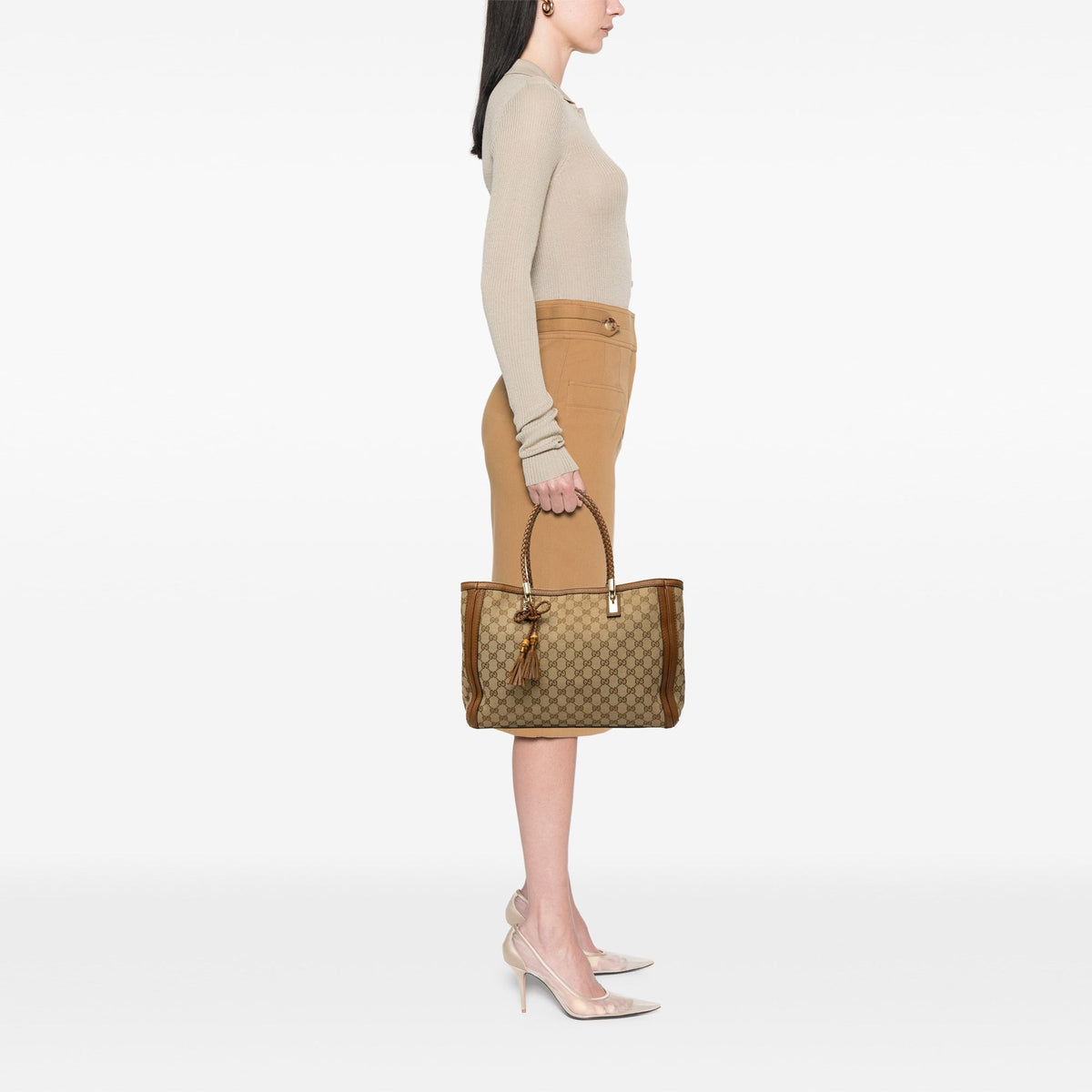 Gucci GG Canvas Bella Tote — Beige