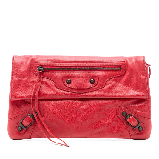 Balenciaga Lambskin Motocross Classic Envelope Clutch