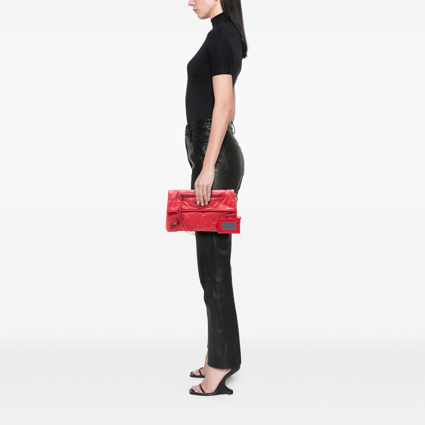 Balenciaga Lambskin Motocross Classic Envelope Clutch