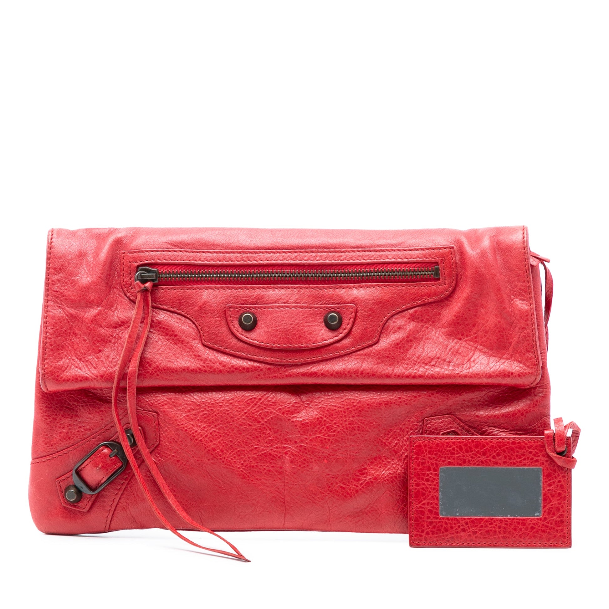 Balenciaga Lambskin Motocross Classic Envelope Clutch