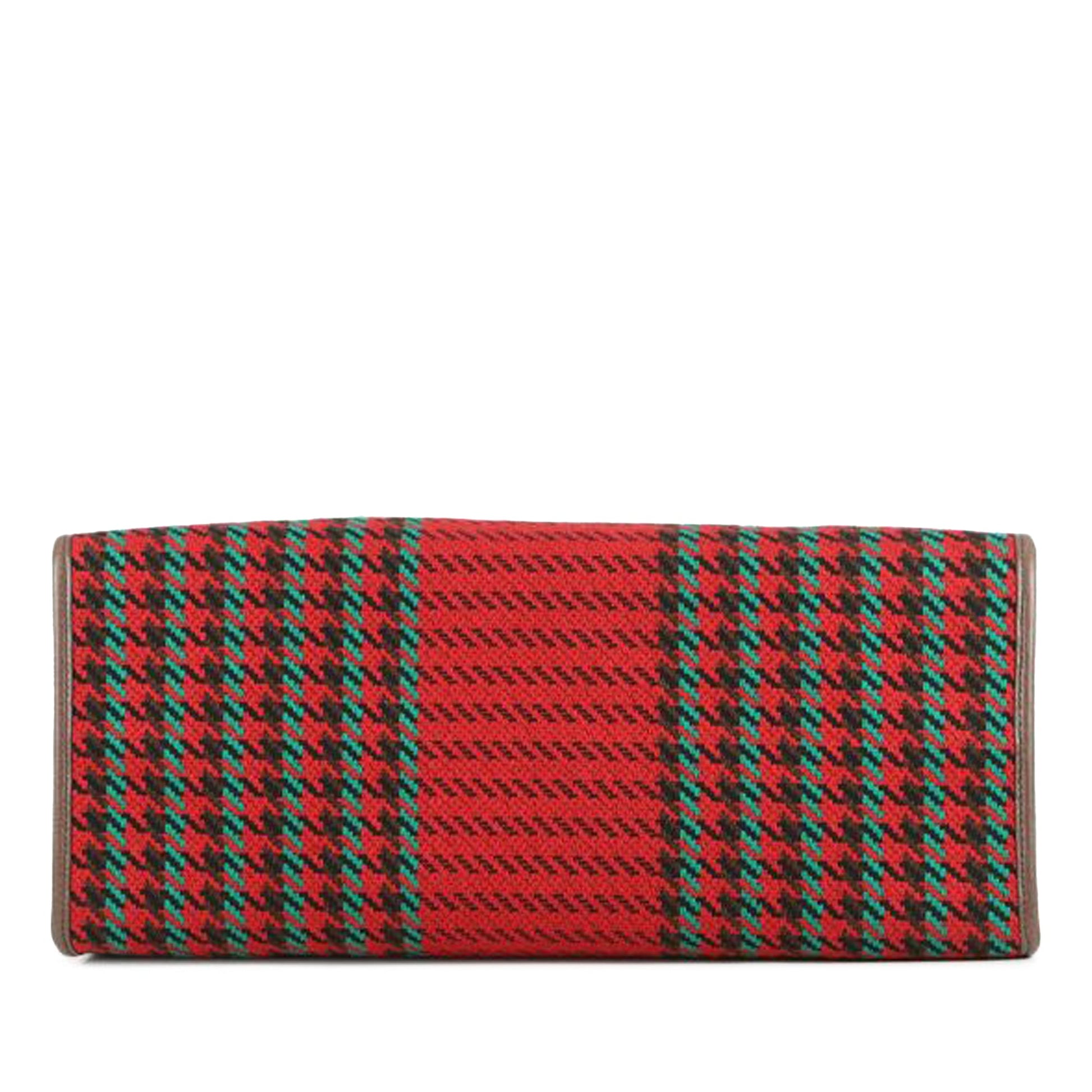 Gucci Interlocking G Tweed Houndstooth Stripe Satchel