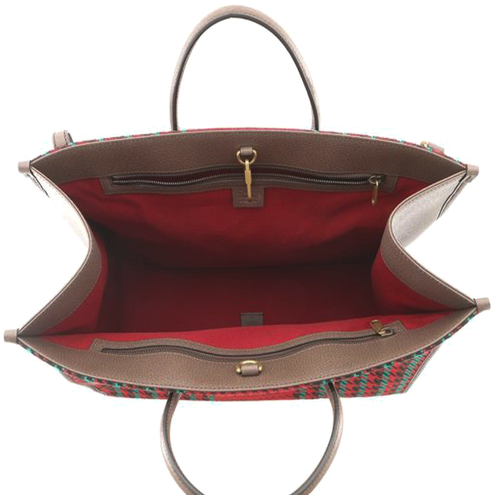 Gucci Interlocking G Tweed Houndstooth Stripe Satchel