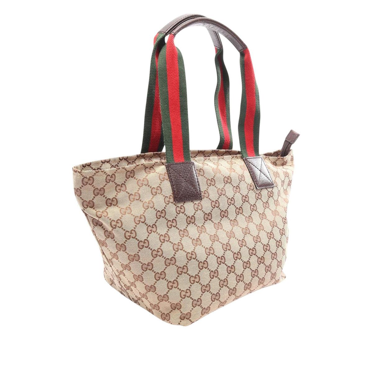 Gucci GG Canvas Web Tote — Beige