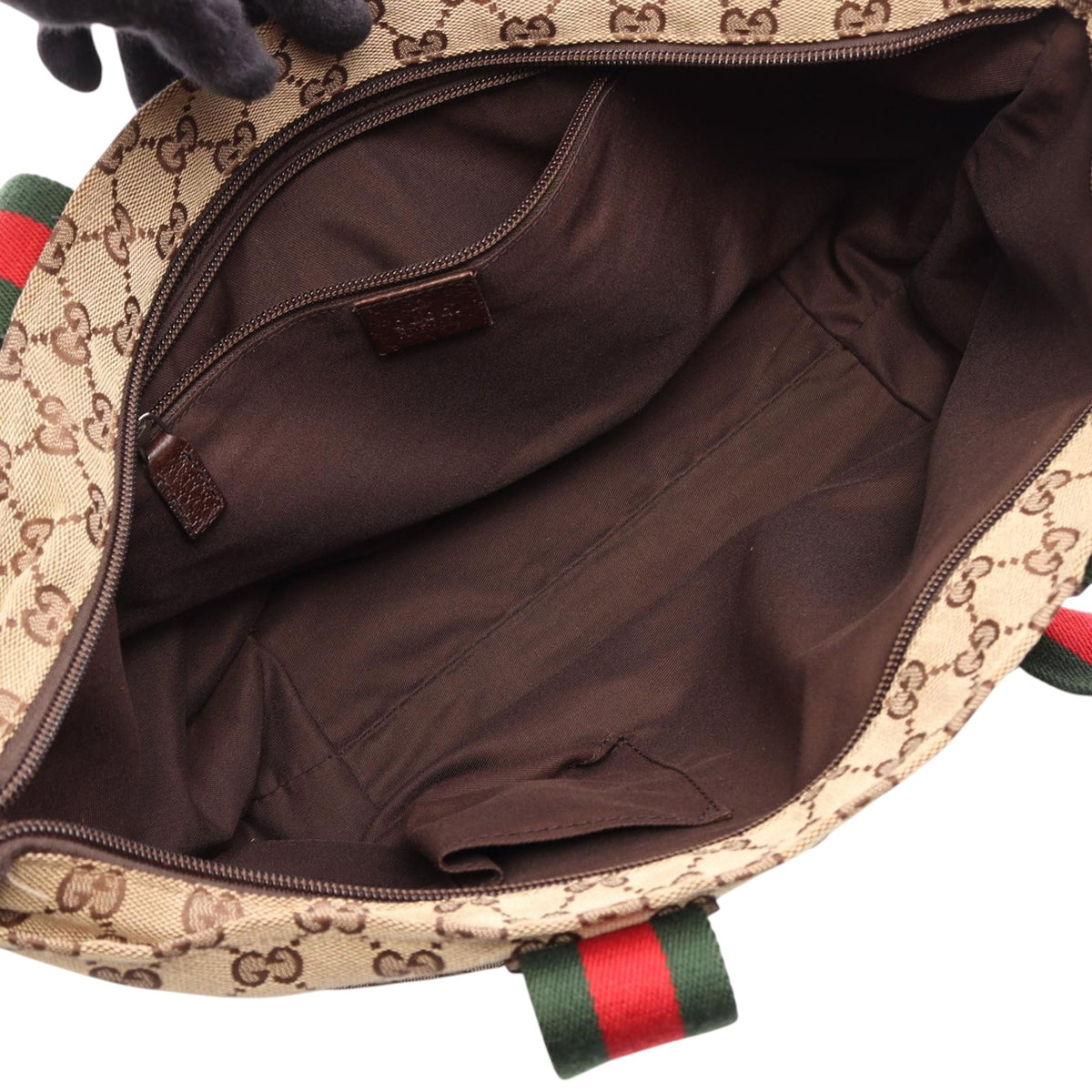 Gucci GG Canvas Web Tote — Beige