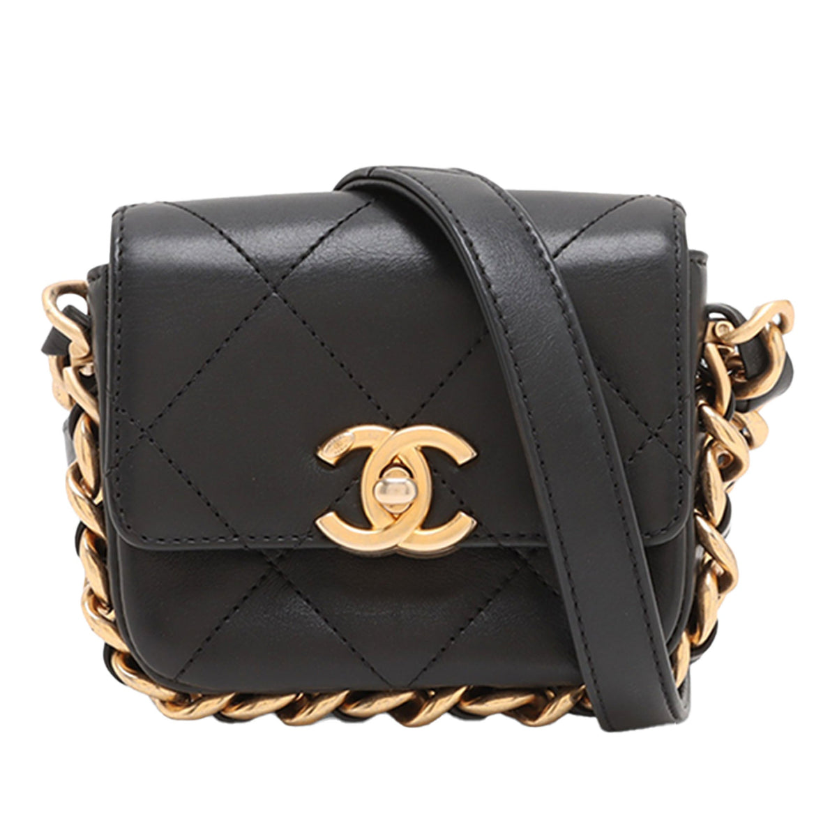 Chanel Micro Quilted Lambskin Single Flap — Black