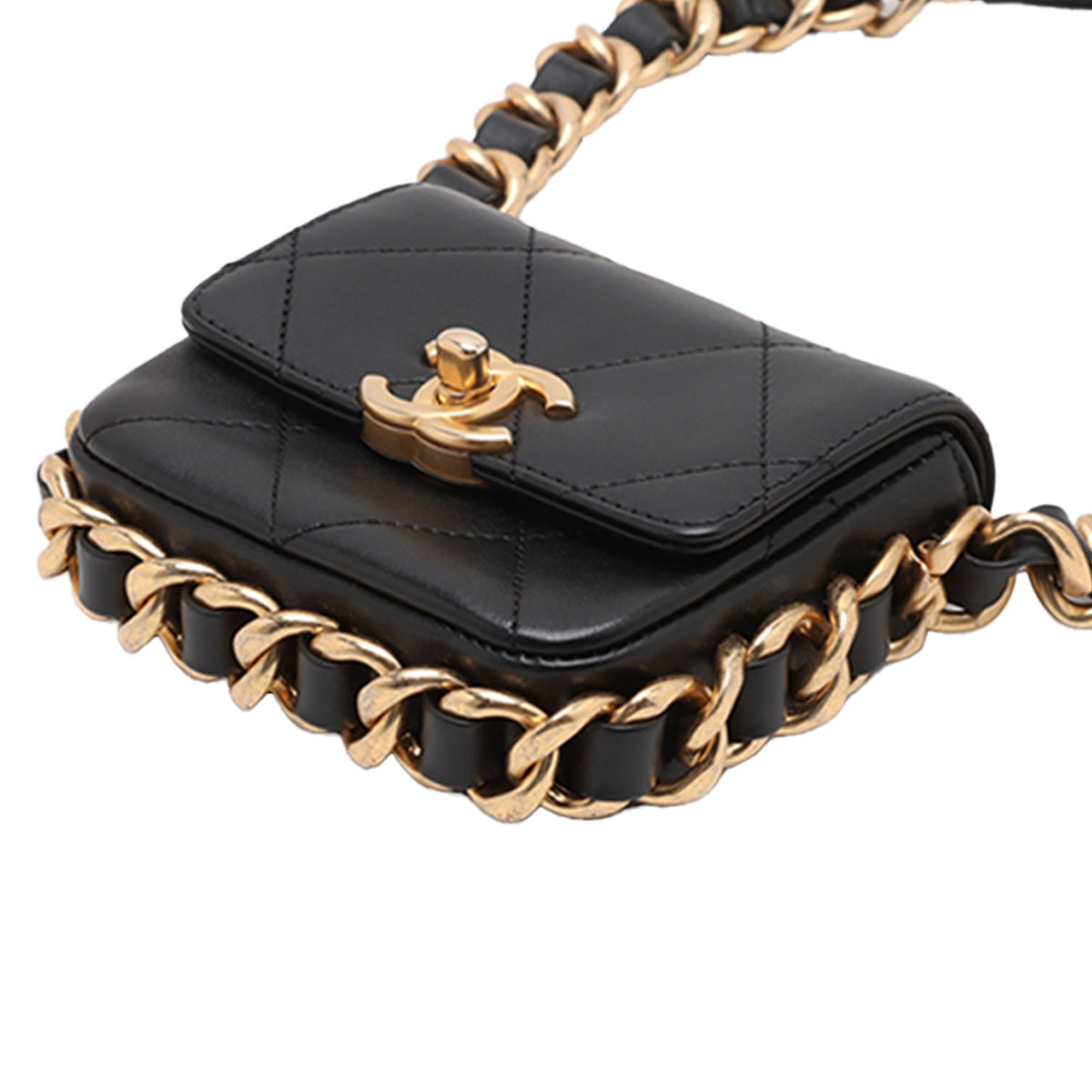 Chanel Micro Quilted Lambskin Single Flap — Black