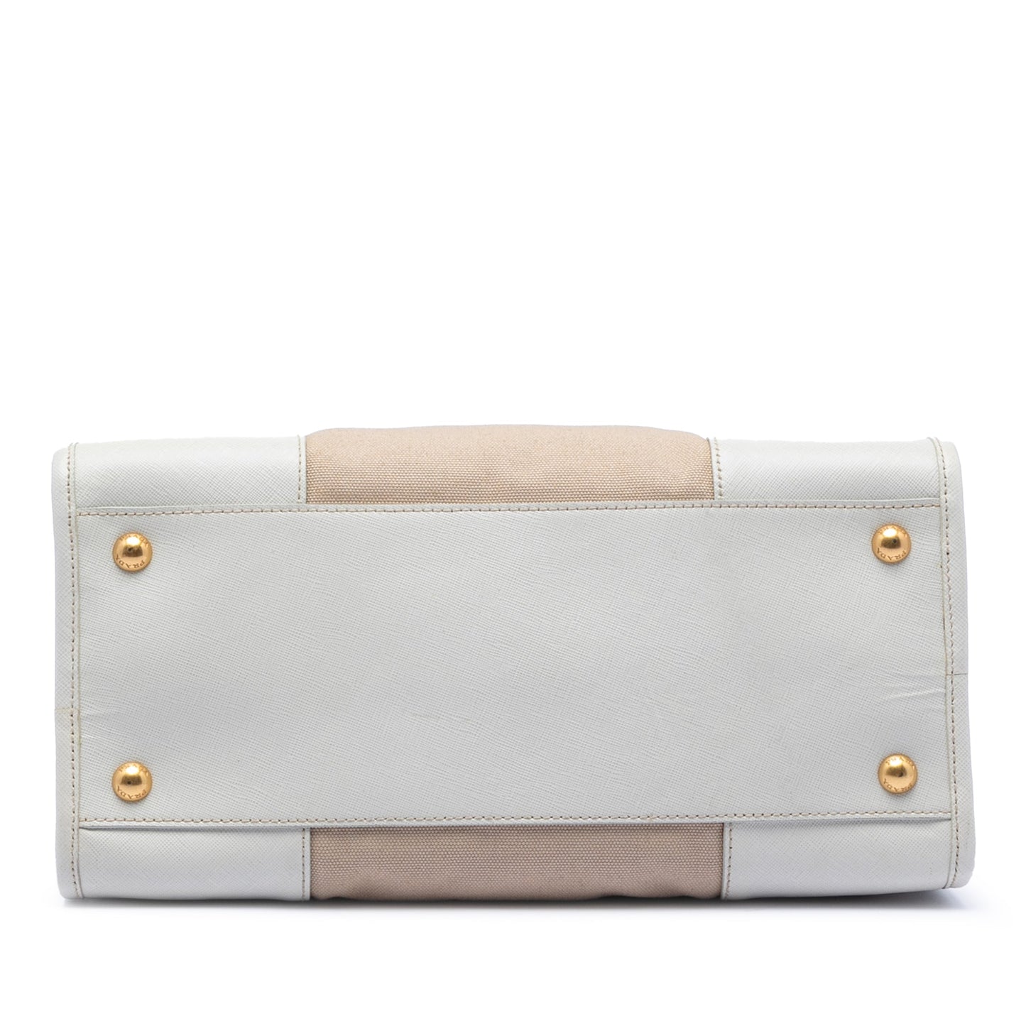 Prada Saffiano Trimmed Canvas Canapa Satchel