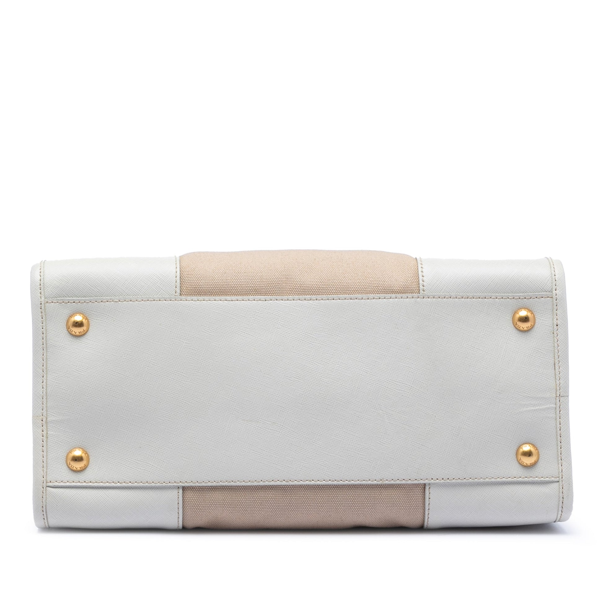 Prada Saffiano Trimmed Canvas Canapa Satchel