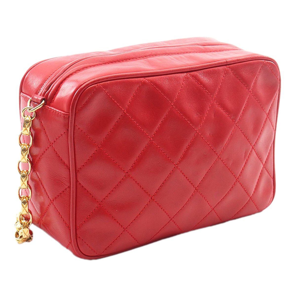 Chanel CC Quilted Lambskin Tassel Camera Bag — Red