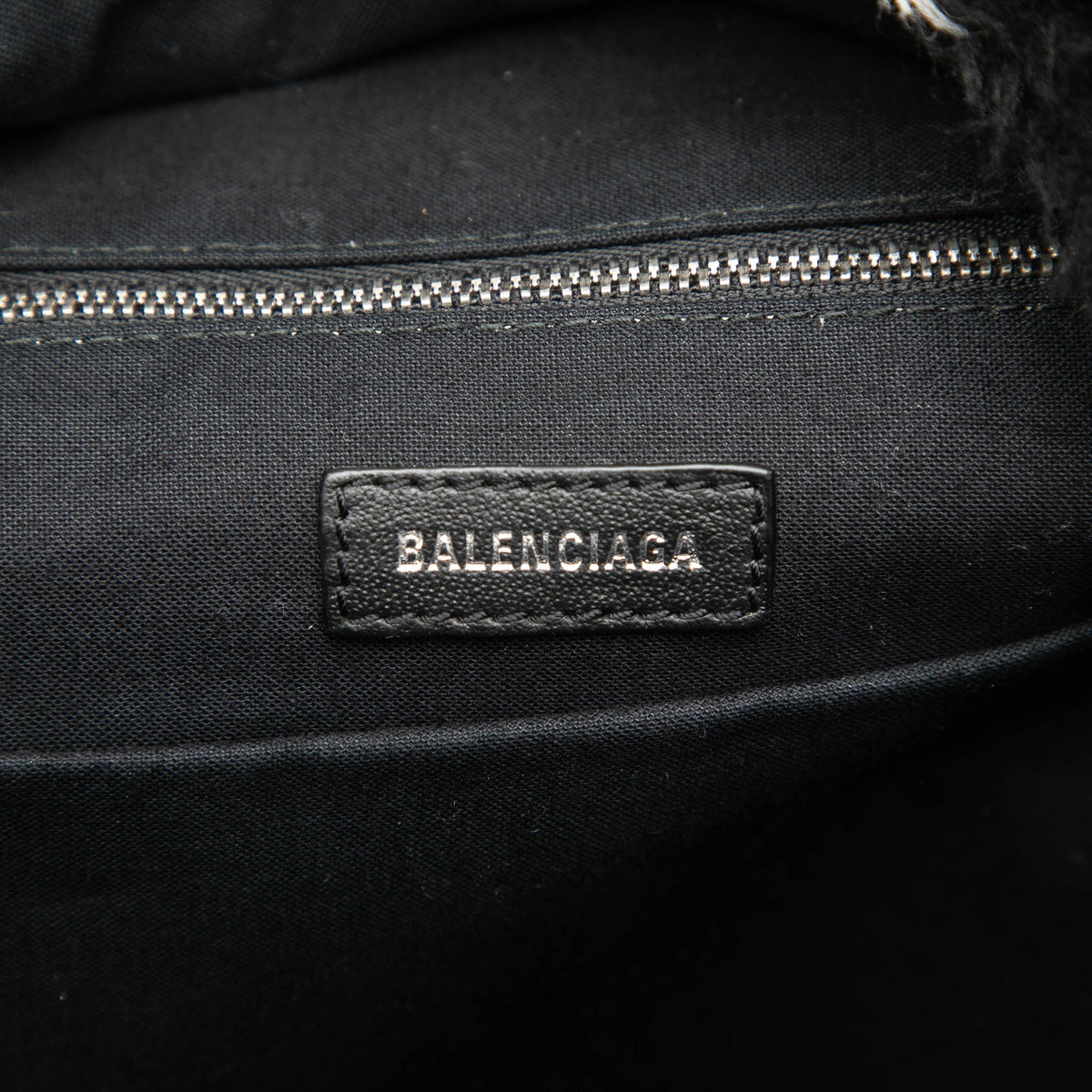 Balenciaga Small Faux Fur Diagonal Logo Everyday Backpack — Black