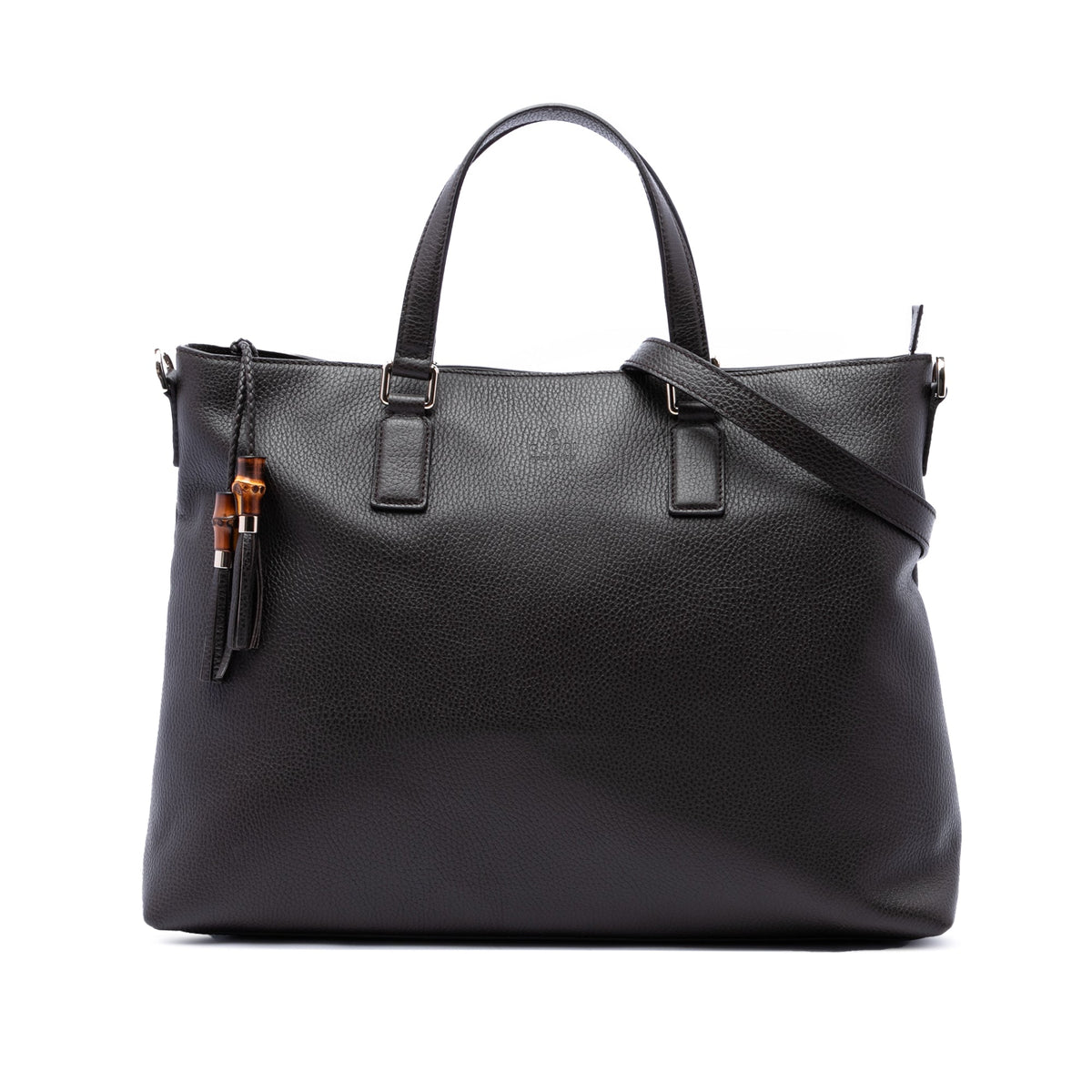 Gucci Calfskin Bamboo Tassel Satchel — Brown