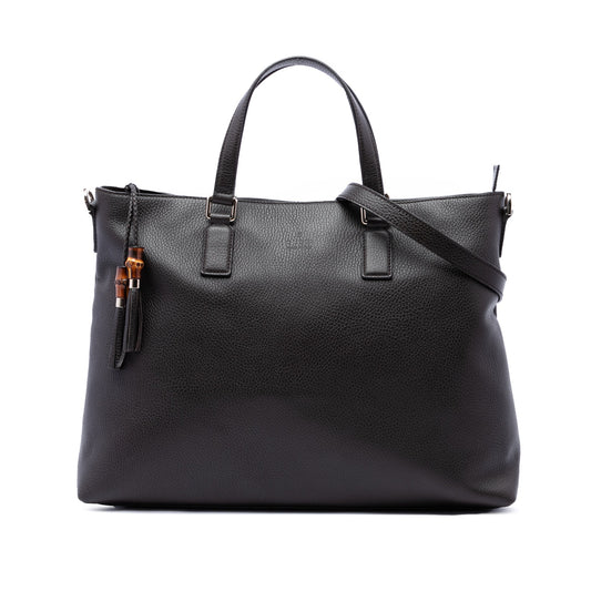 Gucci Calfskin Bamboo Tassel Satchel — Brown