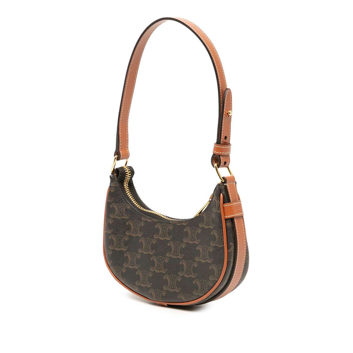Celine Mini Triomphe Coated Canvas Ava Shoulder Bag — Brown