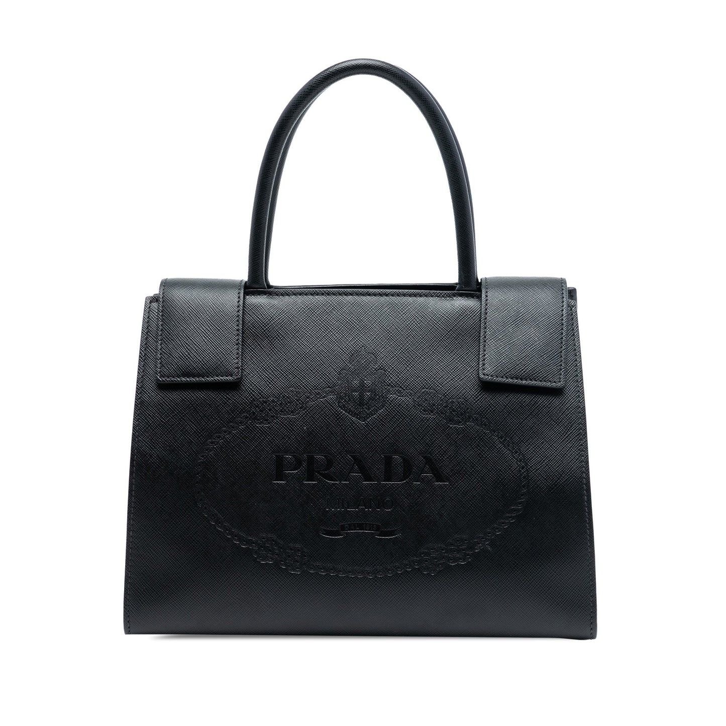 Prada Saffiano Lux Embossed Logo Convertible Tote