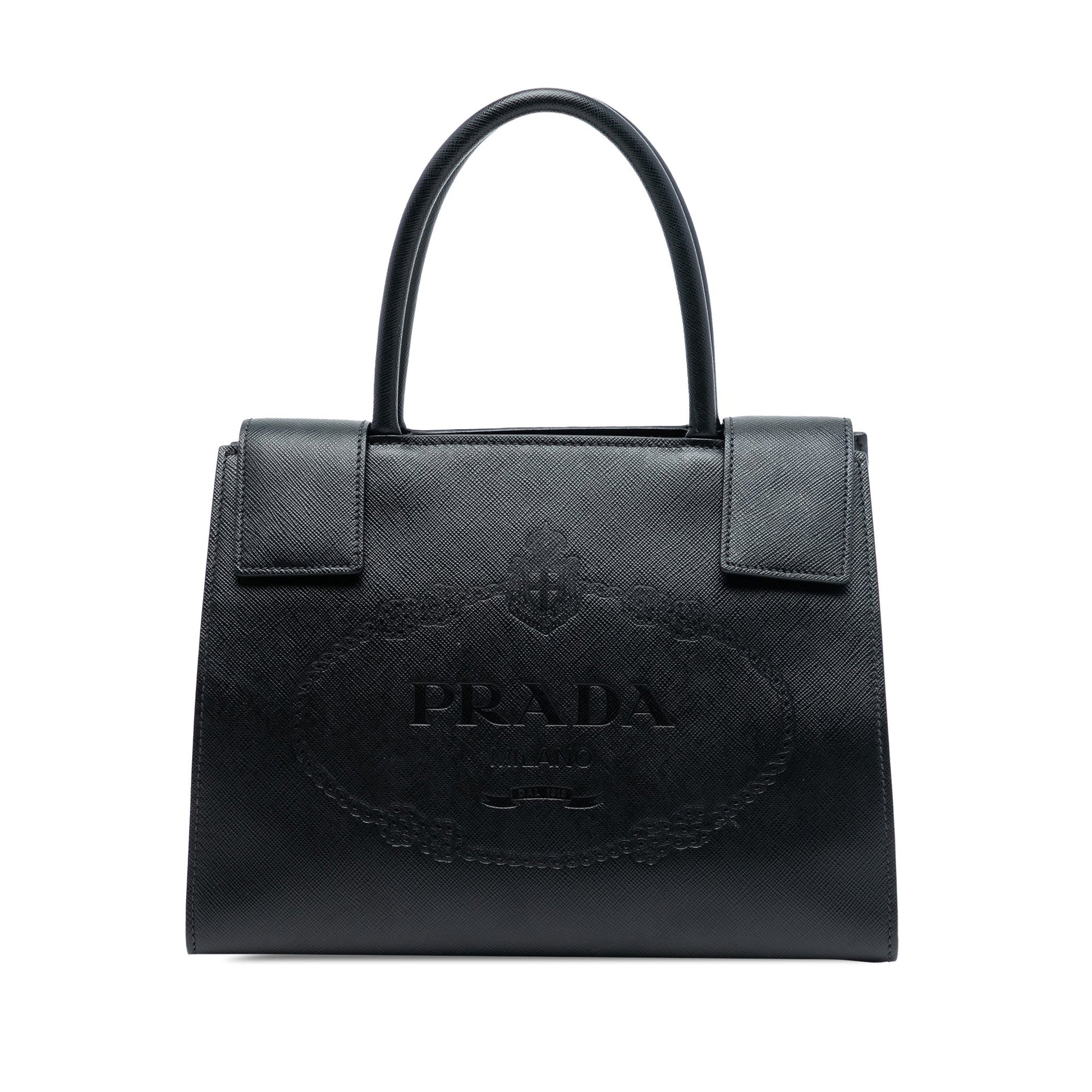 Prada Saffiano Lux Embossed Logo Convertible Tote