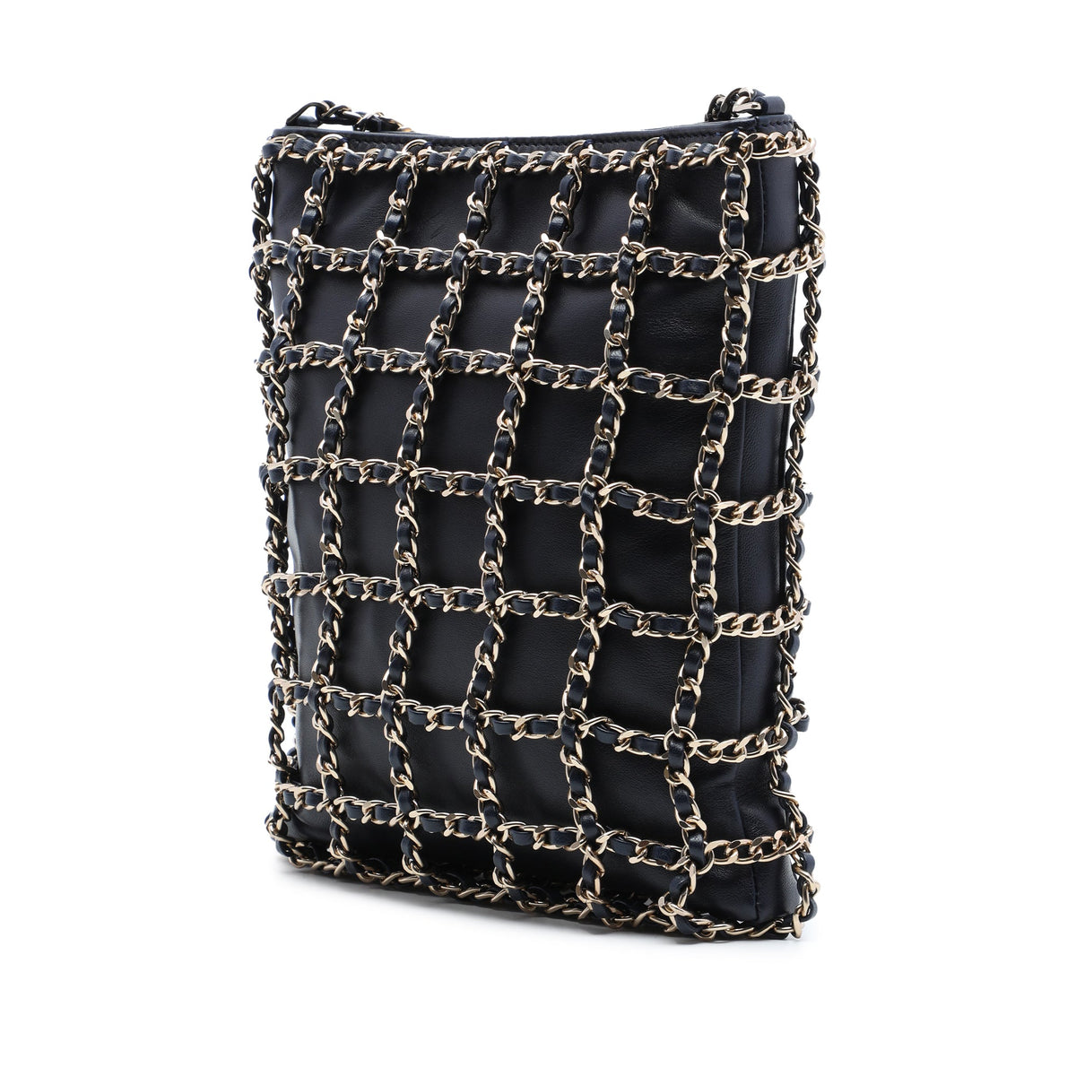 Chanel Lambskin Chain Frame Crossbody — Black