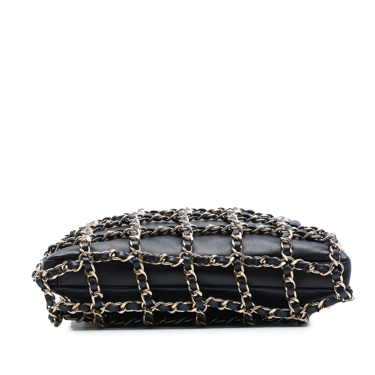 Chanel Lambskin Chain Frame Crossbody — Black