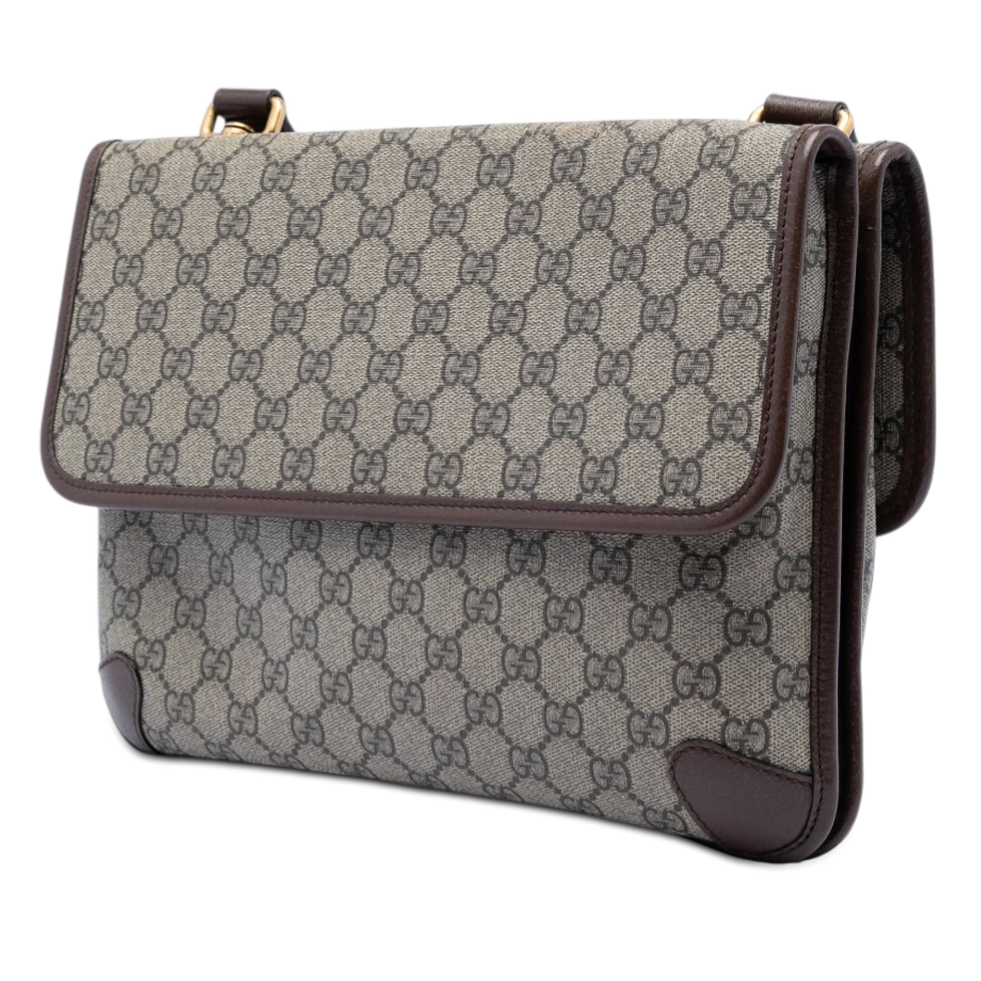 Gucci Medium GG Supreme Web Neo Vintage Double Flap Messenger Bag