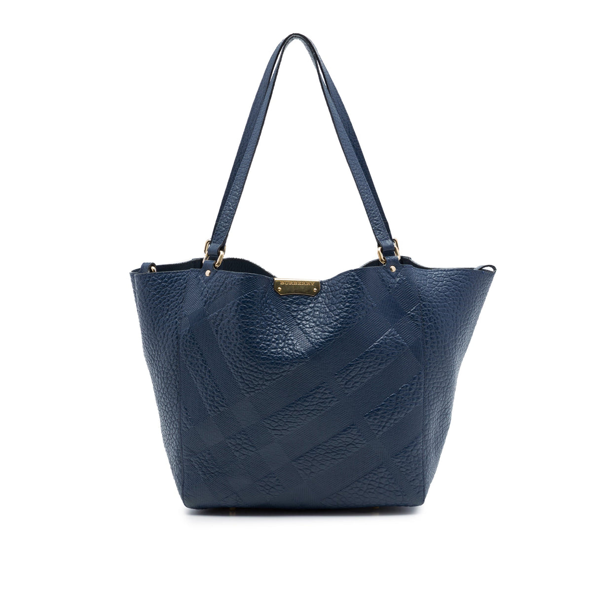 Burberry Small Elephant Embossed Calfskin Check Canterbury Tote
