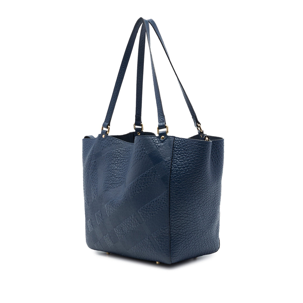 Burberry Small Elephant Embossed Calfskin Check Canterbury Tote