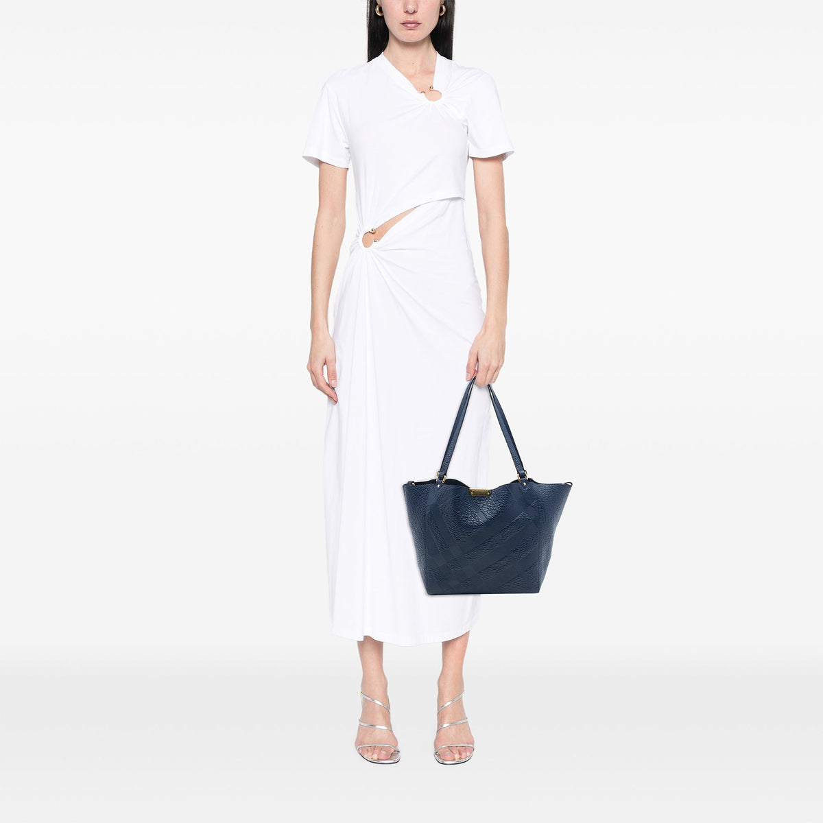 Burberry Small Elephant Embossed Calfskin Check Canterbury Tote
