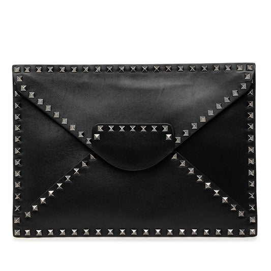 Valentino Leather Rockstud Untitled Envelope Clutch