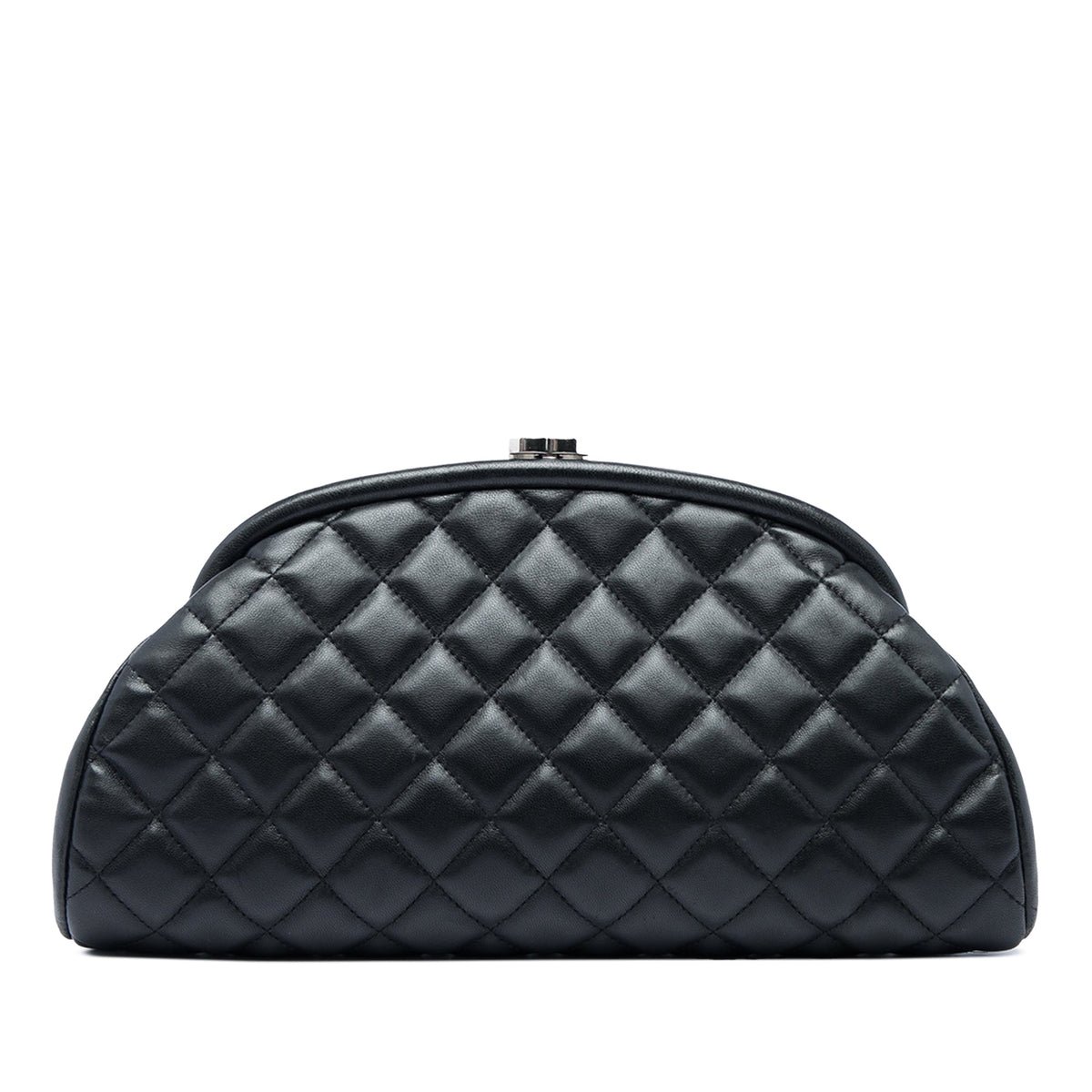 Chanel Quilted Lambskin Timeless Kisslock Clutch — Black