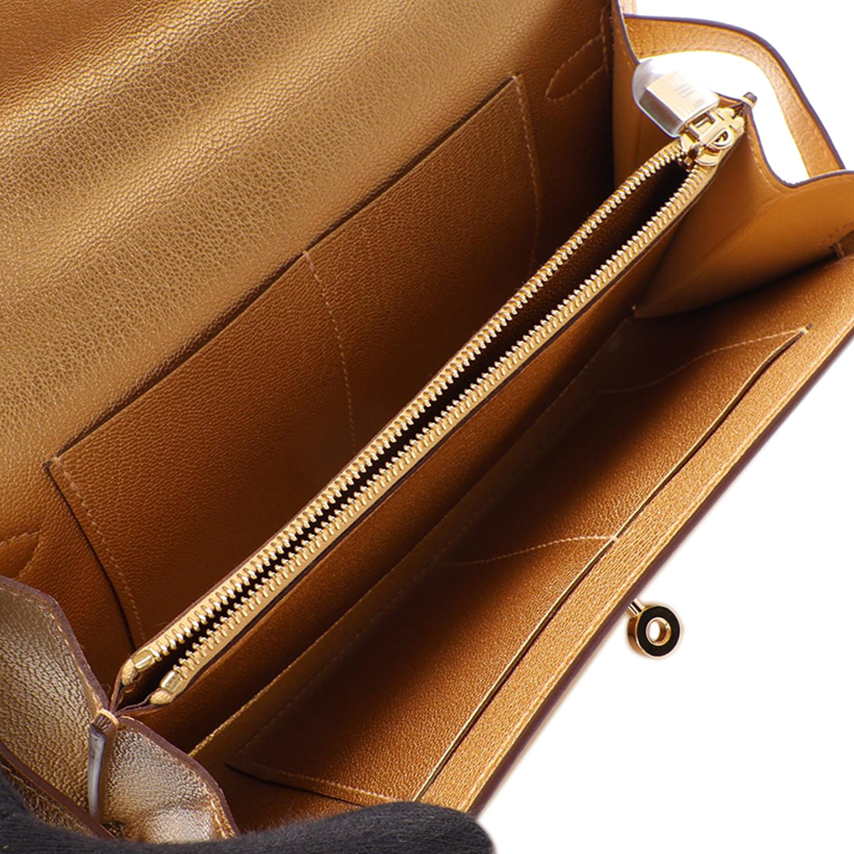 Hermès Metallic Chevre Mysore Kelly To Go Wallet