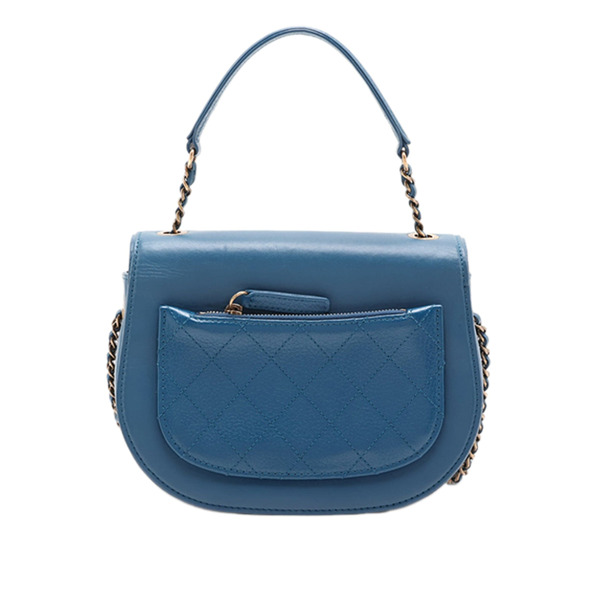 Chanel Small Shiny Calfskin and Quilted Goatskin Coco Curve Flap — Blue