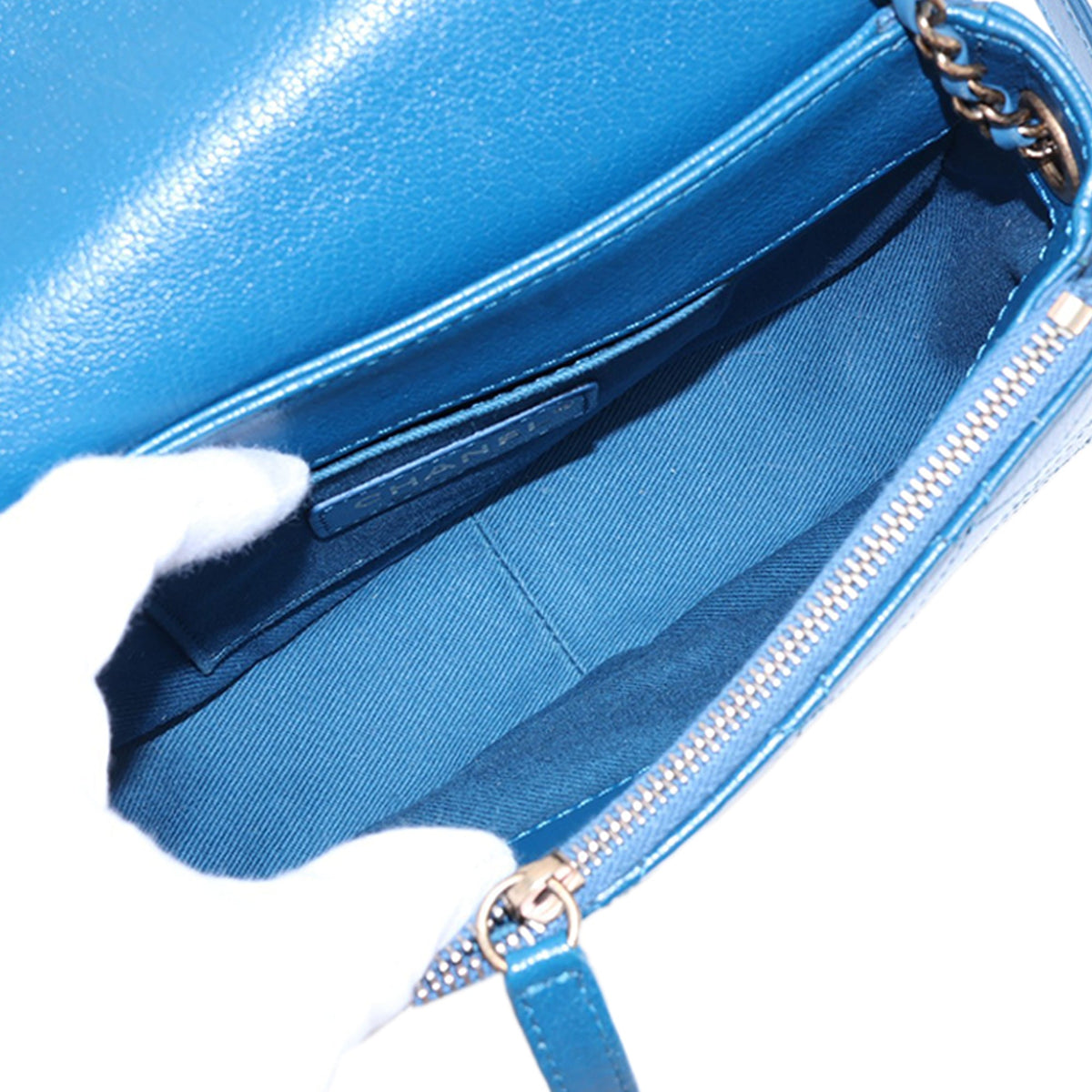 Chanel Small Shiny Calfskin and Quilted Goatskin Coco Curve Flap — Blue