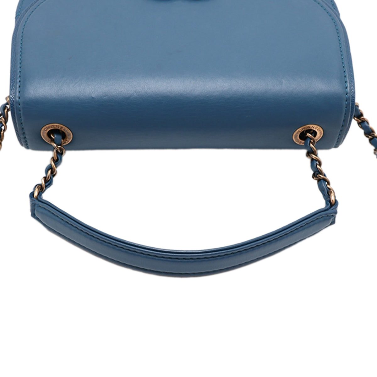 Chanel Small Shiny Calfskin and Quilted Goatskin Coco Curve Flap — Blue