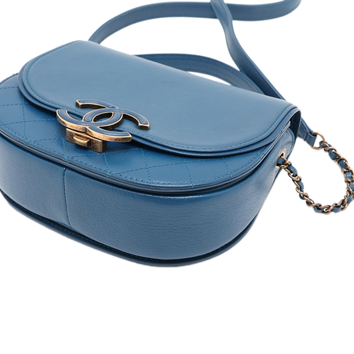 Chanel Small Shiny Calfskin and Quilted Goatskin Coco Curve Flap — Blue