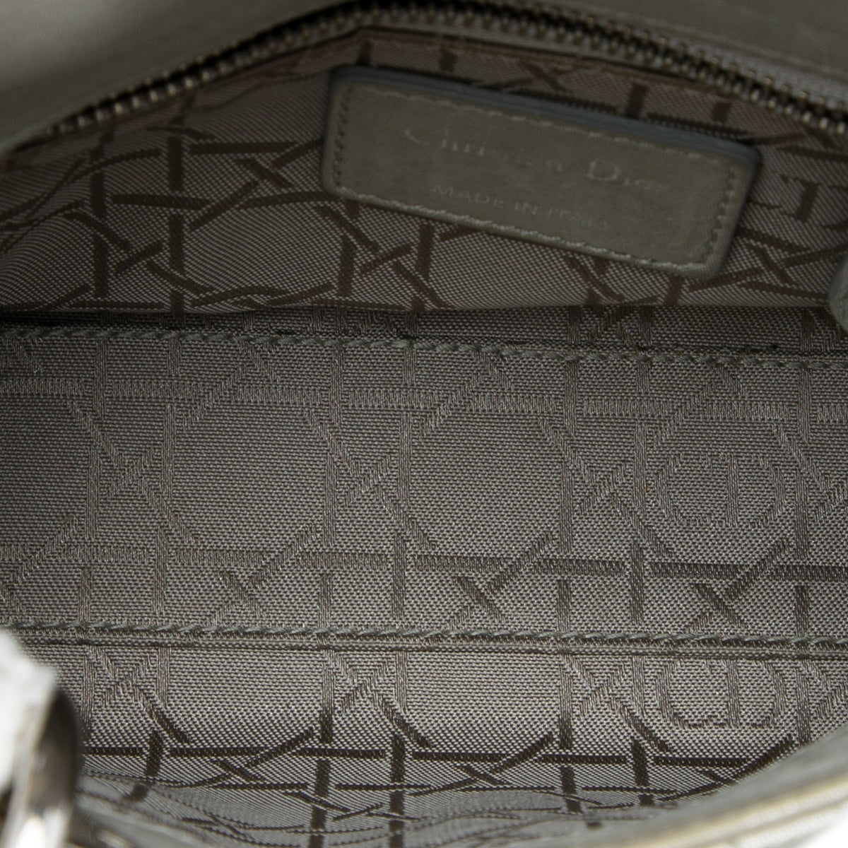 Dior Mini Iridescent Lambskin Cannage Lady Dior — Gray