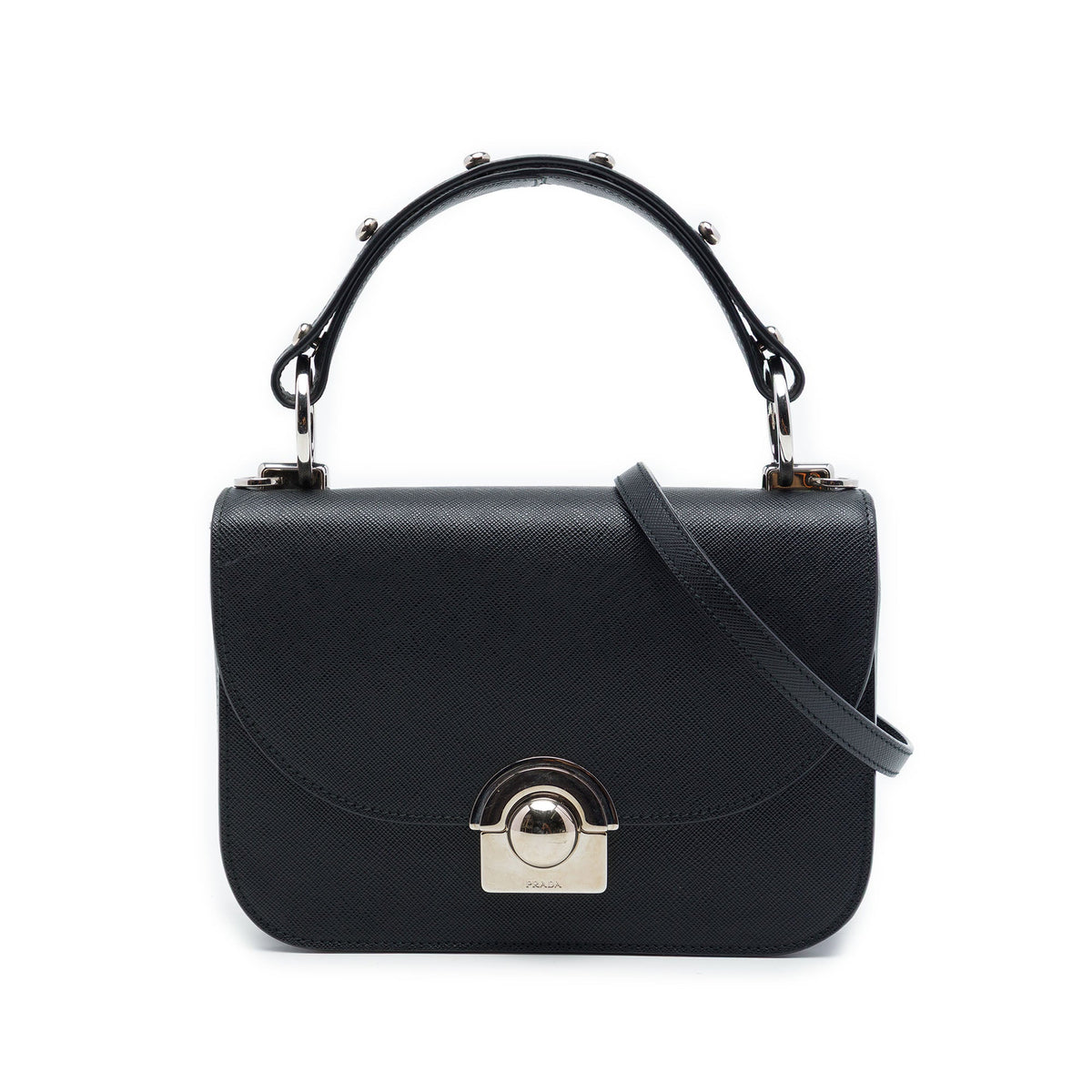 Prada Saffiano Lux Arcade Satchel — Black