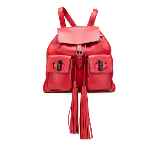 Gucci Leather Bamboo Tassel Backpack
