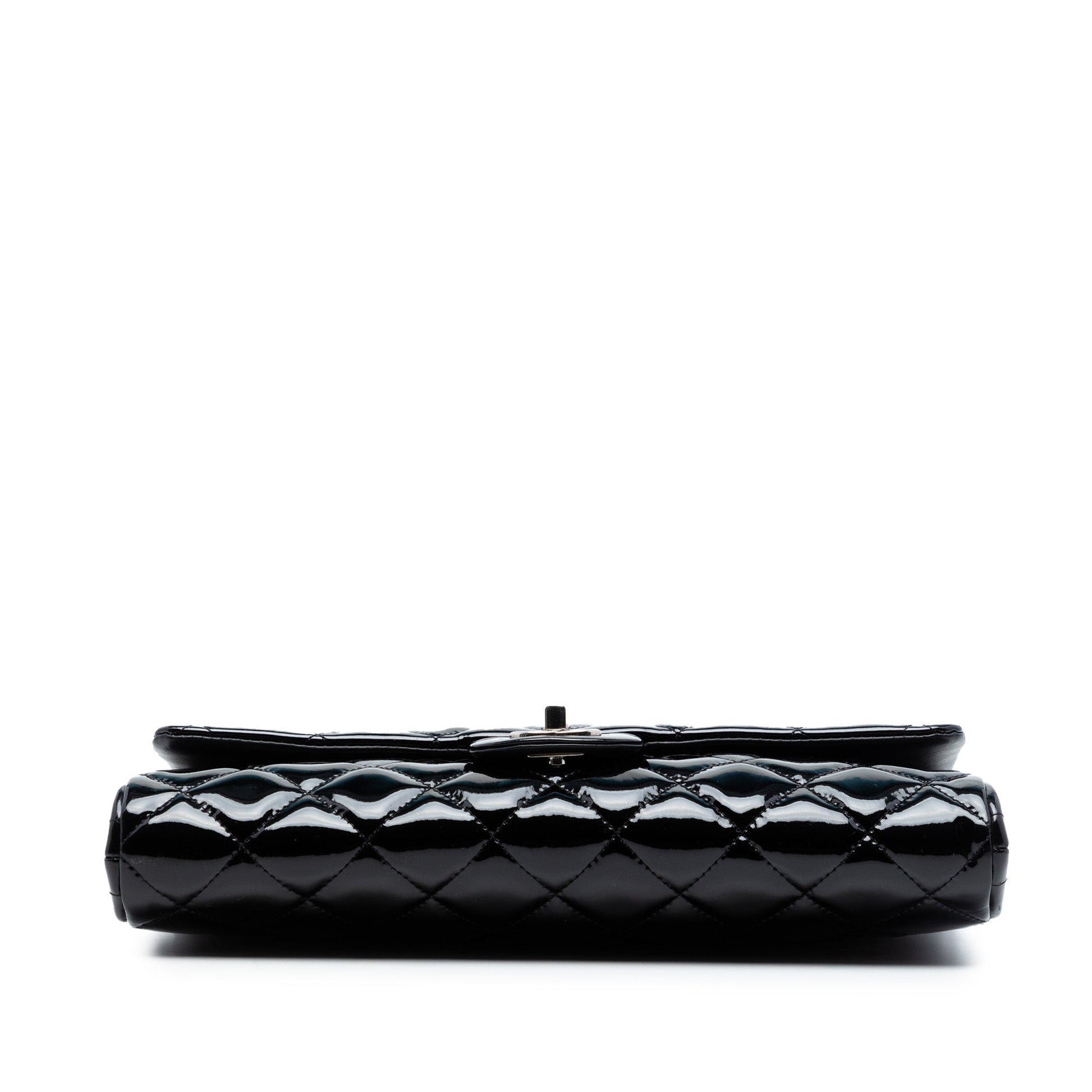Chanel CC Quilted Patent Clutch With Chain