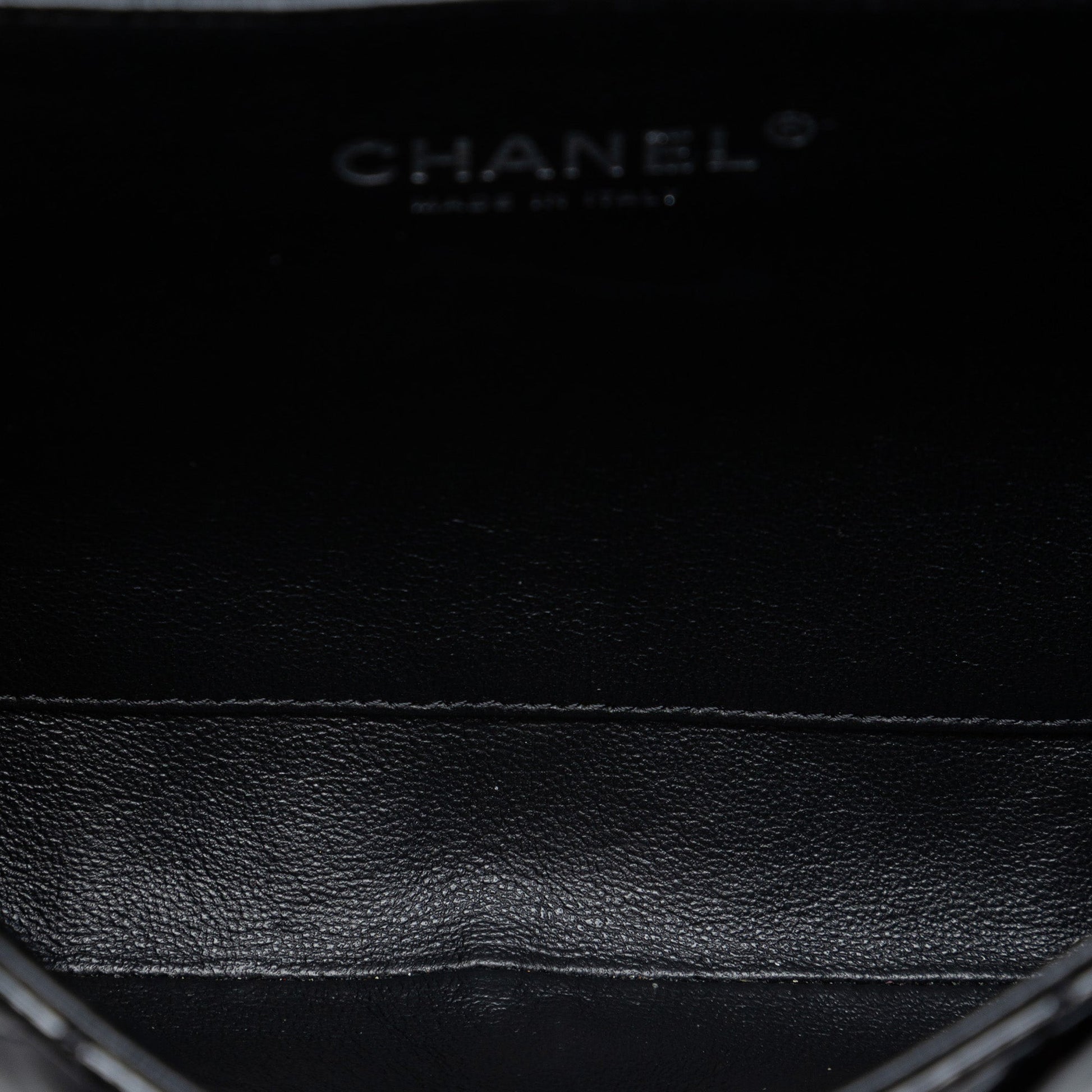 Chanel CC Quilted Patent Clutch With Chain
