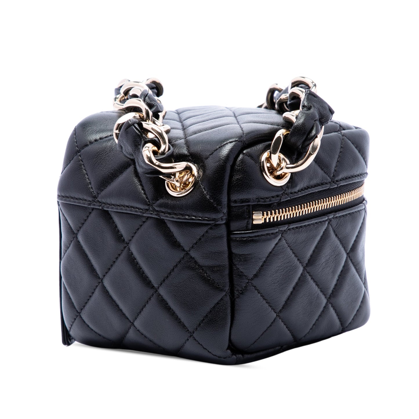 Chanel CC Quilted Lambskin Cube Wristlet Vanity Case