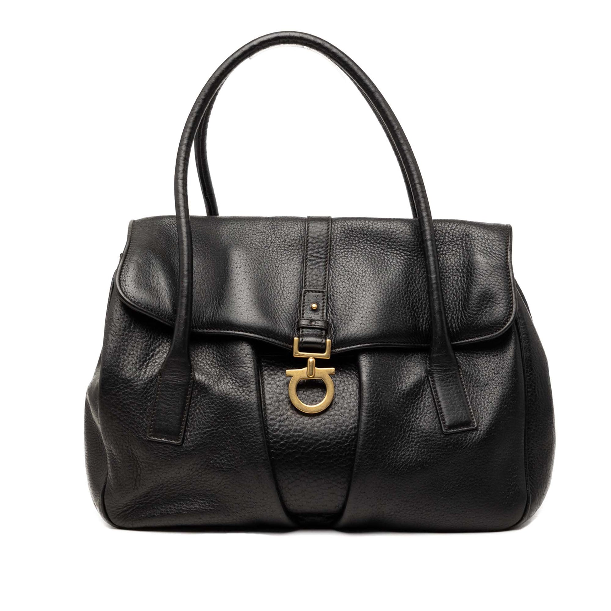 Ferragamo Leather Gancini Flap Handbag