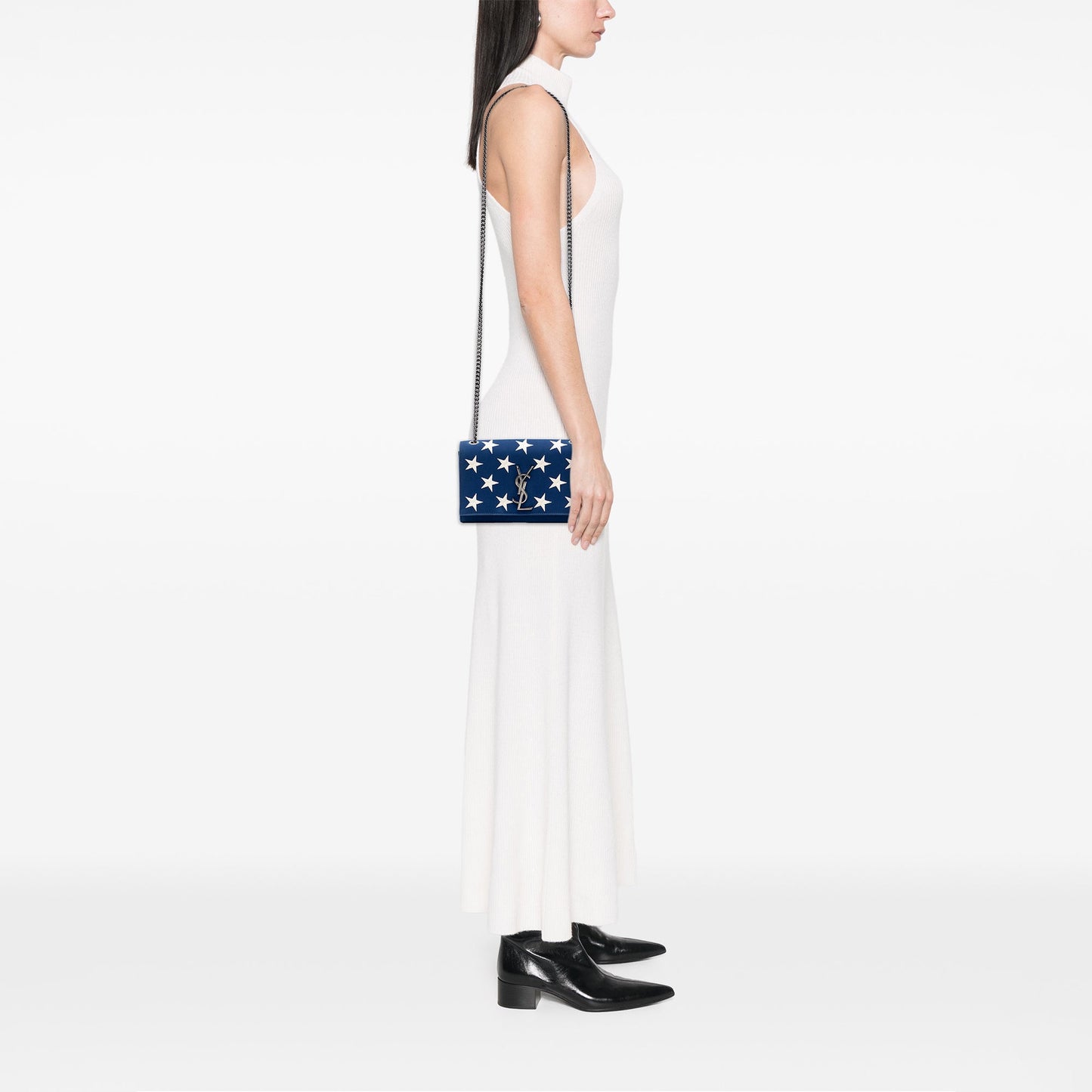 Saint Laurent Small Star Embroidered Canvas Monogram Kate Crossbody