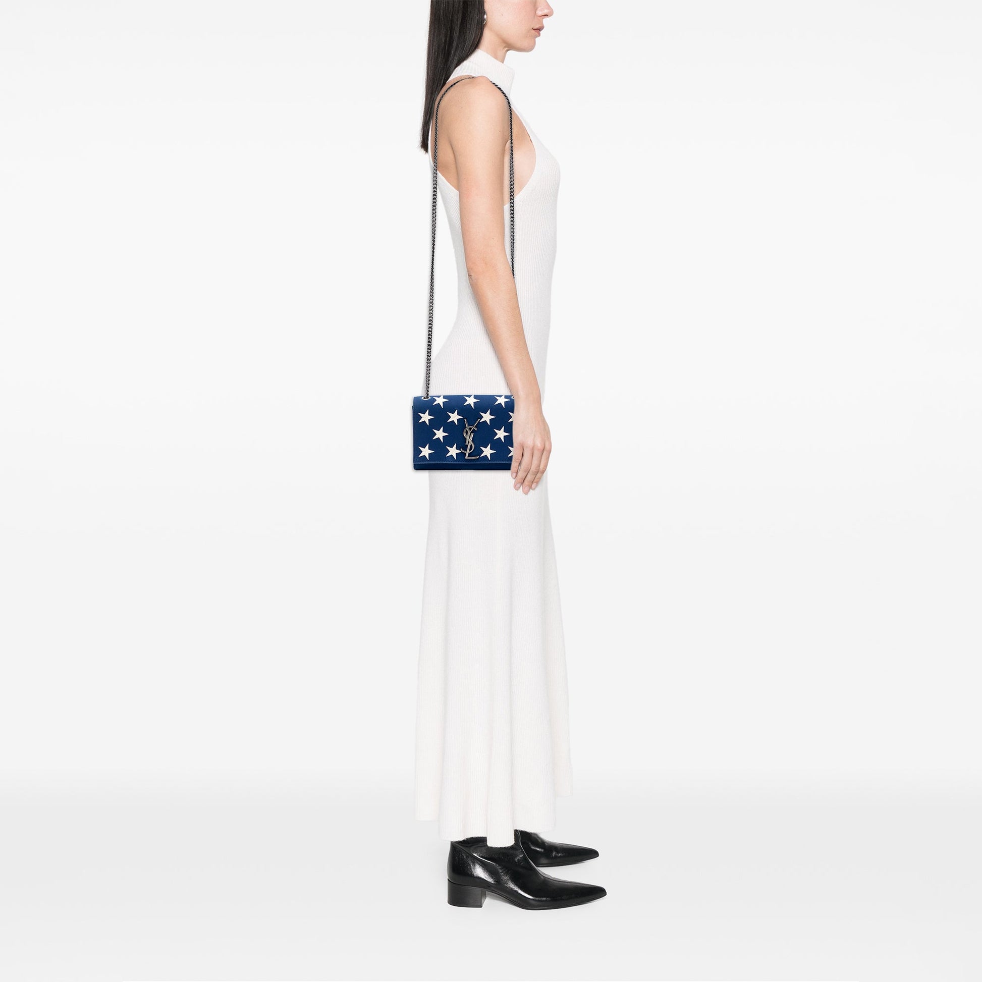 Saint Laurent Small Star Embroidered Canvas Monogram Kate Crossbody